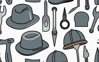 A broken tool and a faded professional hat