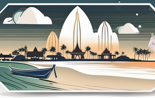 A scenic view of thailand including iconic landmarks like temples and beaches