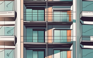 A residential building with a safety net underneath