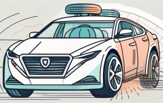 A car with various parts highlighted (like the windshield