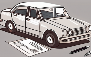 A car with insurance papers and a pen on a table