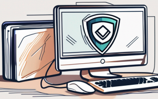 A computer with a shield symbol