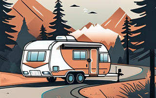 A recreational vehicle (rv) with visible insurance protection symbols like a shield or umbrella