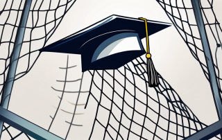 A graduation cap resting on top of a safety net