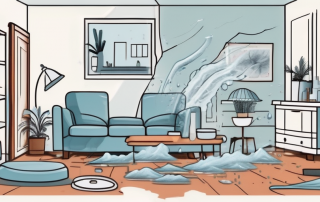 A home interior showing water damage from a burst pipe