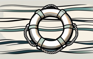 A life buoy tied with a dollar sign floating on a rough sea