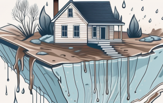 A damaged house foundation with water seeping up