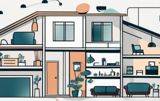 A house with various household items like furniture