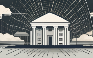 A safety net under a symbolic representation of capital (such as a pile of coins or a bank building)