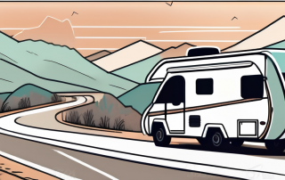 A recreational vehicle (rv) on a scenic road