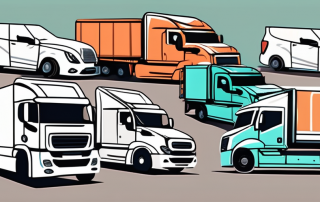Several different types of trucks on a road
