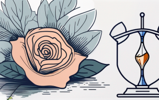 A life insurance policy document next to a symbolic representation of mortality such as a wilting flower or an hourglass