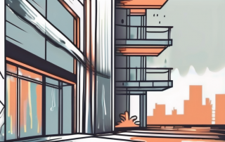 A building with visible water pipes