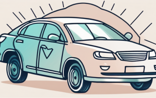 A car with an insurance shield symbol hovering over it