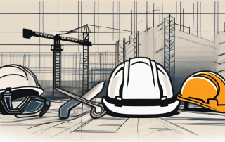 A construction site with various tools and equipment