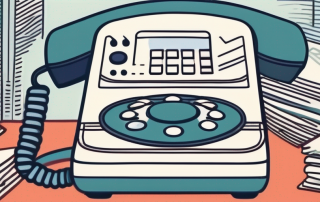 A telephone surrounded by insurance policy documents and a question mark