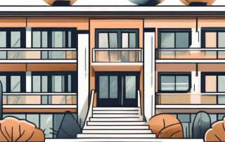 A residential building with elements of nature such as wind