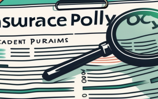 An insurance policy document with a magnifying glass highlighting the section about accident insurance premium