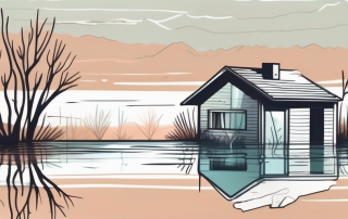 A house partially submerged in water