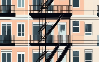 An apartment building with scaffolding