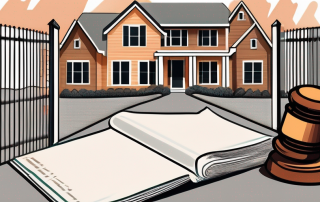 A residential fence dividing two houses