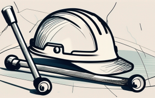 An insurance policy document with a broken crutch and a safety helmet