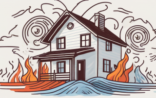 A house with different elemental icons (like fire