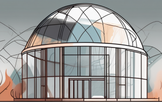 A residential building being shielded by a transparent dome