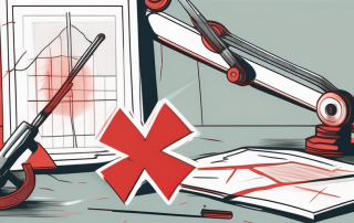 An insurance policy document with a large red cross over it