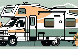 A private motorhome parked in a beautiful outdoor setting