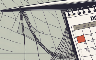 A broken tool (representing the inability to work) and a safety net (symbolizing the insurance) against a backdrop of a calendar (indicating the duration of the insurance payout)