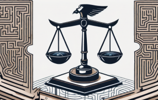 A balanced scale with a shield on one side representing 'haftpflichtversicherung' (liability insurance) and a gavel on the other side representing 'rechtsschutz' (legal protection)