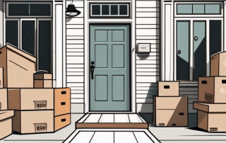 A house with a large eviction notice on the door