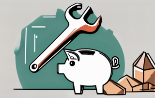 A broken tool (like a hammer or a wrench) next to a piggy bank with a retirement tag