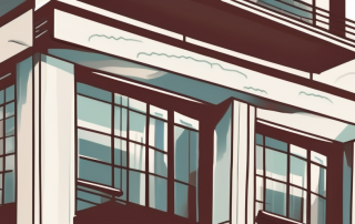 A symbolic brake pedal being applied on a stylized building