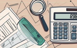 A desk with a calculator