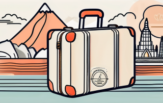 A travel suitcase with thai landmarks