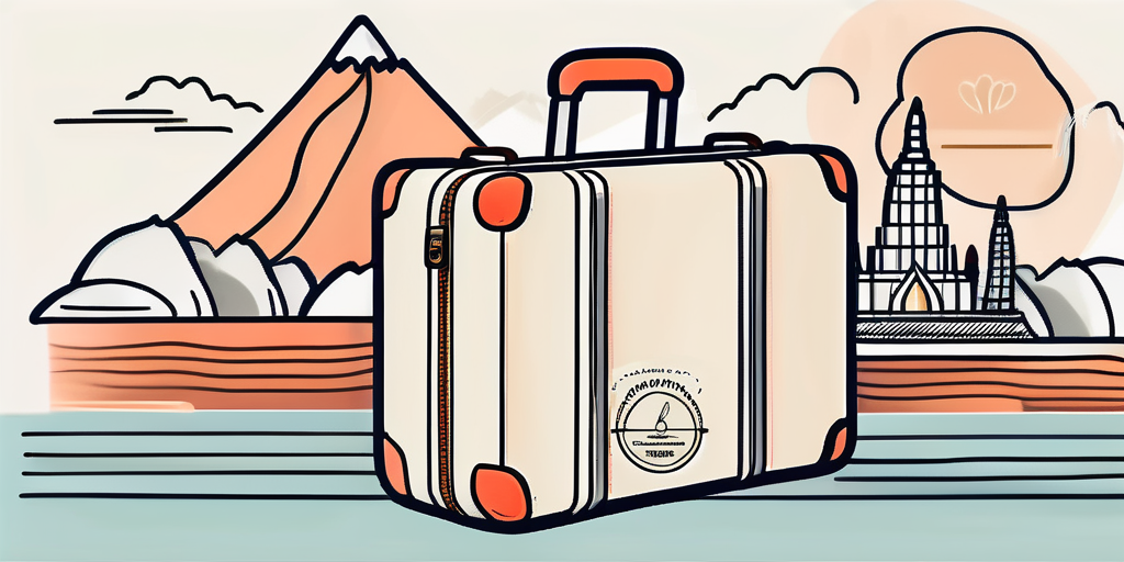 A travel suitcase with thai landmarks