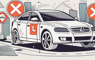 A car with l-plates on a road