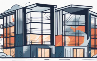 A residential building standing strong amidst elemental forces such as wind