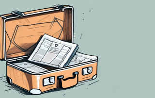 A travel suitcase with insurance documents and a compass