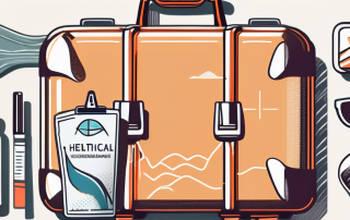 A suitcase with travel essentials like sunglasses