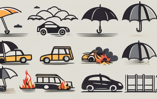 Various symbols representing different types of accidents like a falling ladder