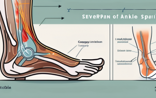 An ankle with a highlighted ligament tear