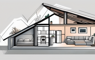 A home with various sections cutaway to reveal items inside (like furniture
