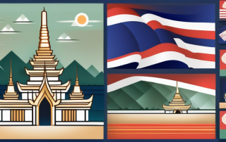 A health insurance card superimposed on a background featuring iconic thai elements
