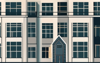 A residential building with a shield symbolizing insurance