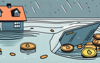 A flooded house with visible damages