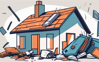 A house with a broken window and scattered belongings inside