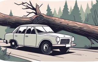 A private property with a fallen tree on a car